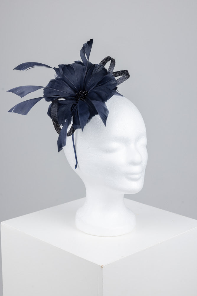 Fascinator "blue feather"