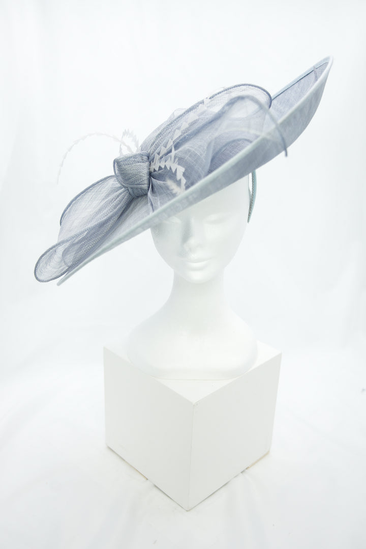 Fascinator "groß mit Schleife" graublau