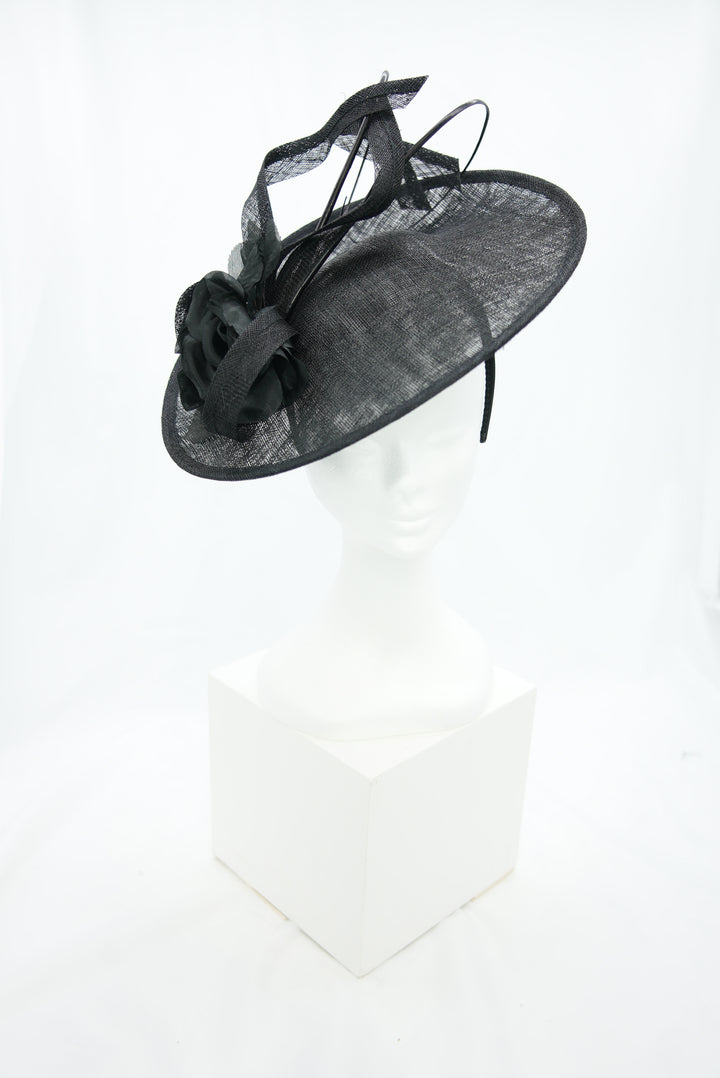 Fascinator "Teller mit Blume" schwarz