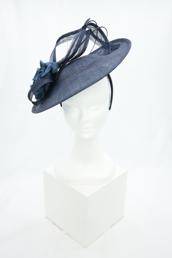 Fascinator "Teller mit Blume" dunkelblau