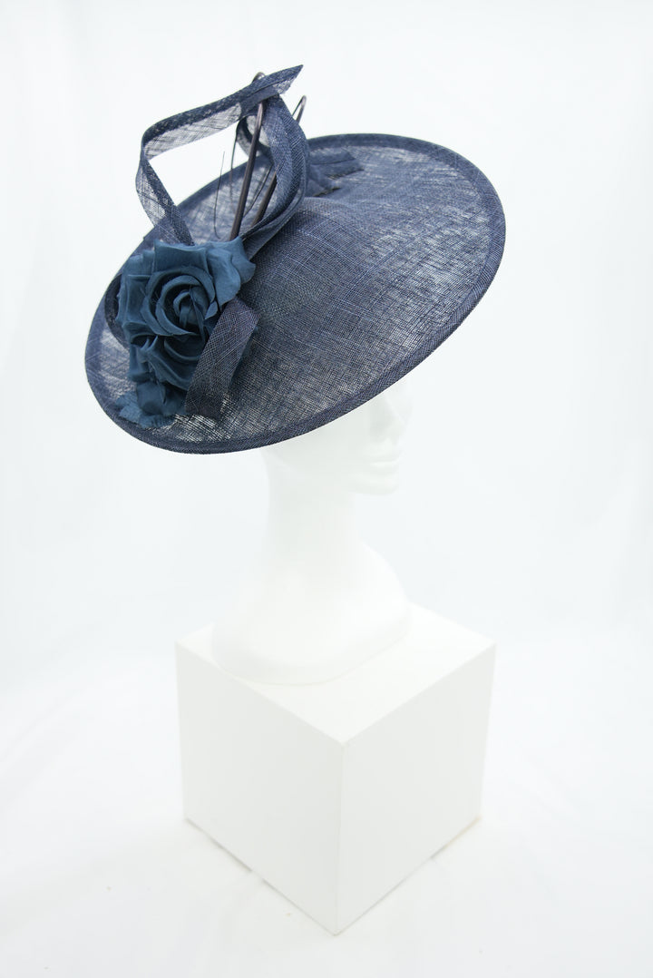 Fascinator "Teller mit Blume" dunkelblau