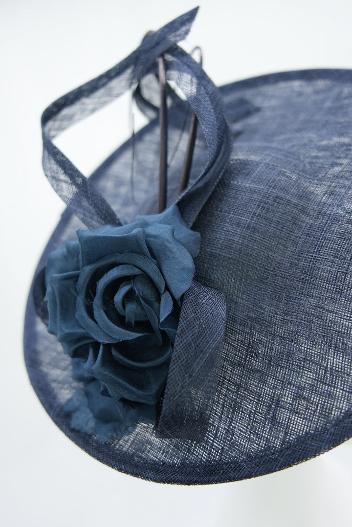Fascinator "Teller mit Blume" dunkelblau