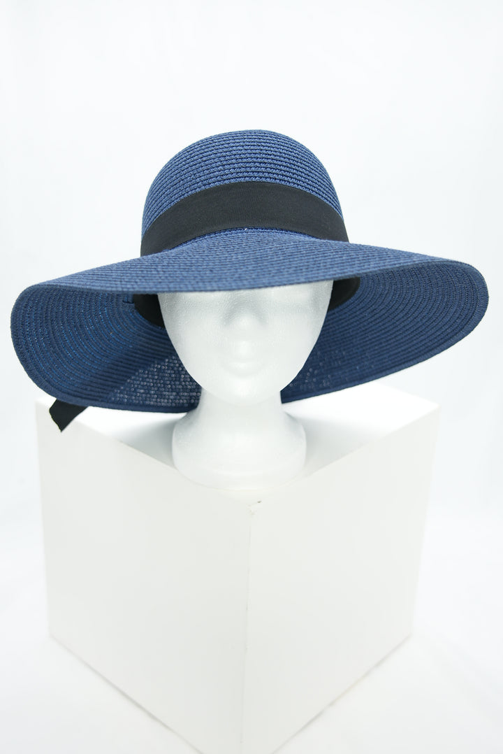 Strohhut mit Schleife "blau"