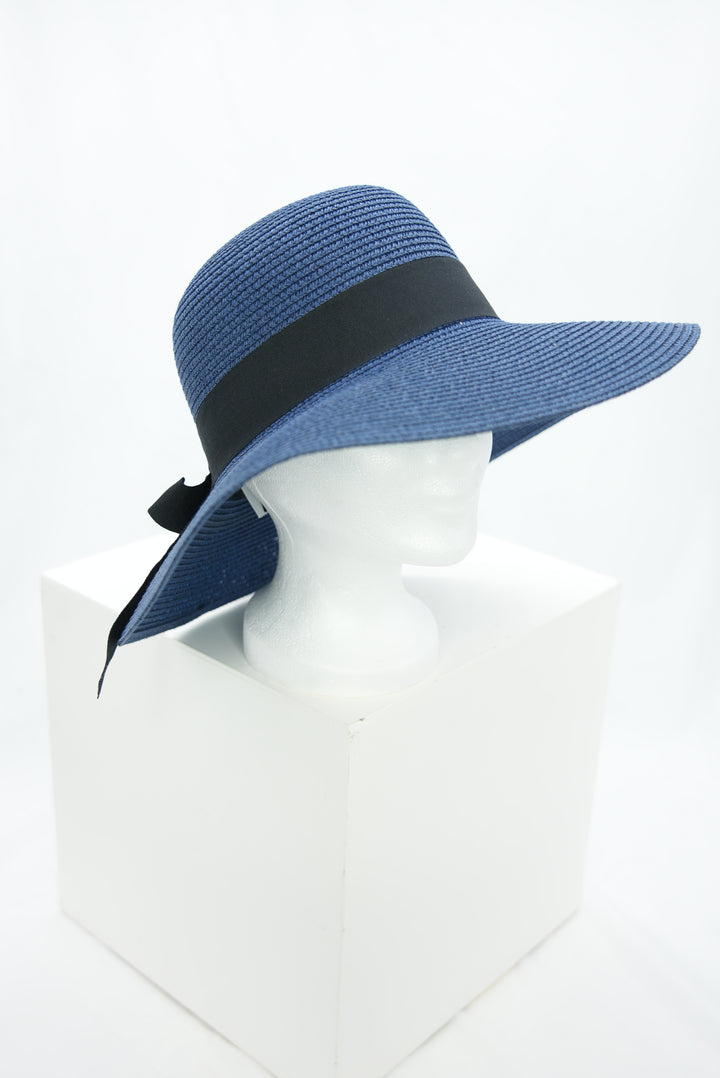 Strohhut mit Schleife "blau"