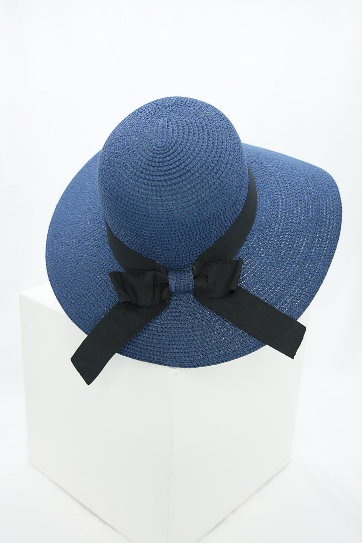 Strohhut mit Schleife "blau"