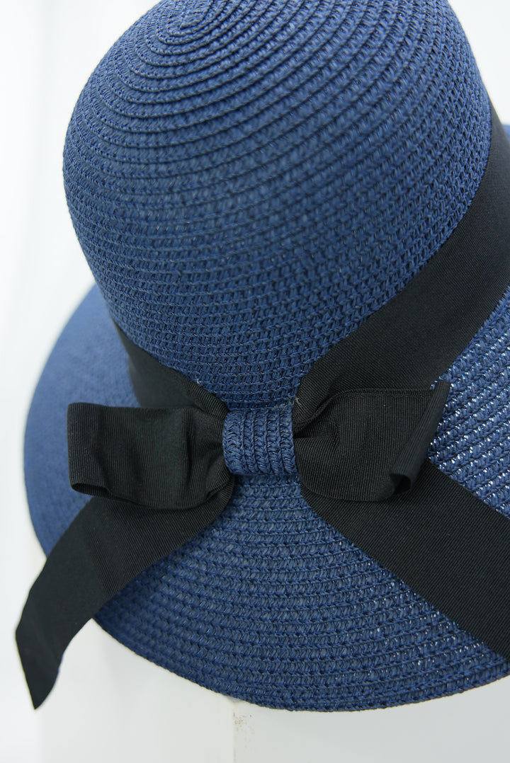 Strohhut mit Schleife "blau"