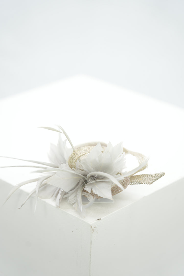 Fascinator "Flames grau/beige"