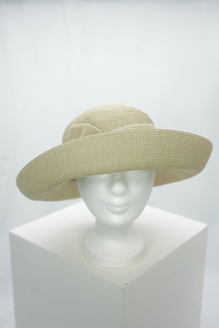 Strohhut "Damen mit seitlicher Schleife beige"