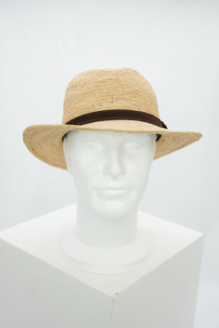 Raffia Hut mit Lederband