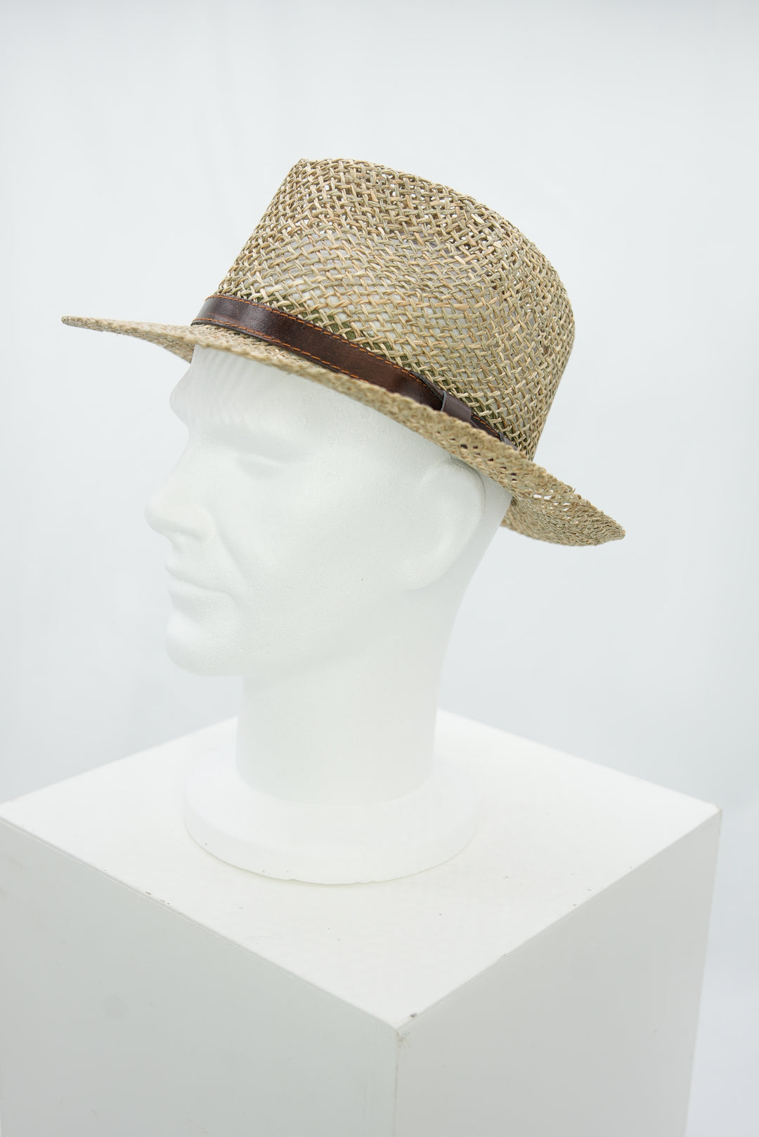 Strohhut Seegras mit Lederband