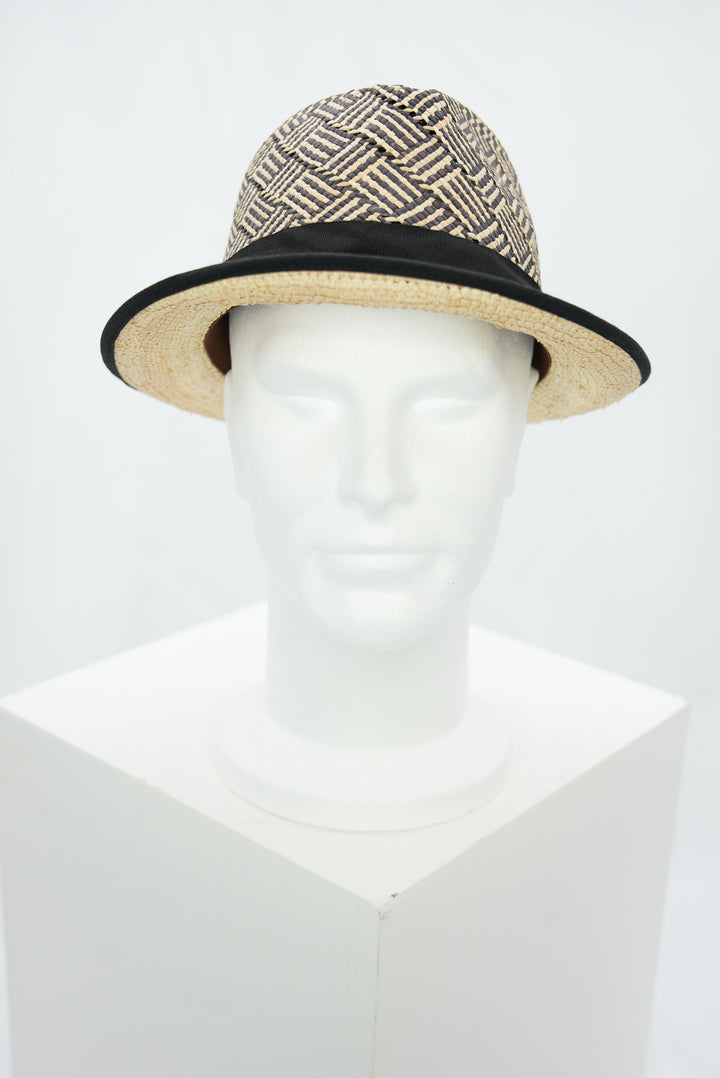 Panamahut mit Musterkrone schwarz