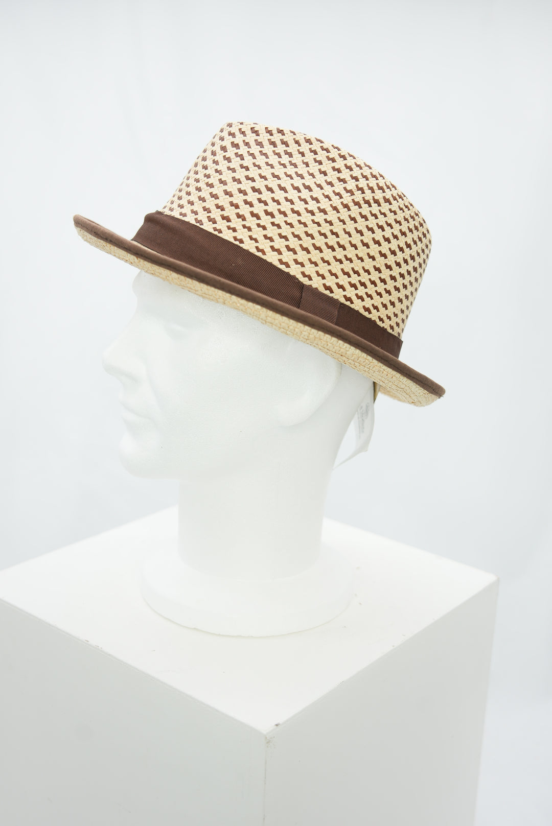 Panamahut mit Musterkrone braunes Band