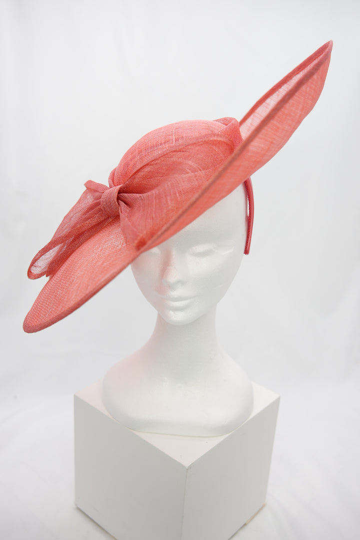 Fascinator "große Schleife" koralle
