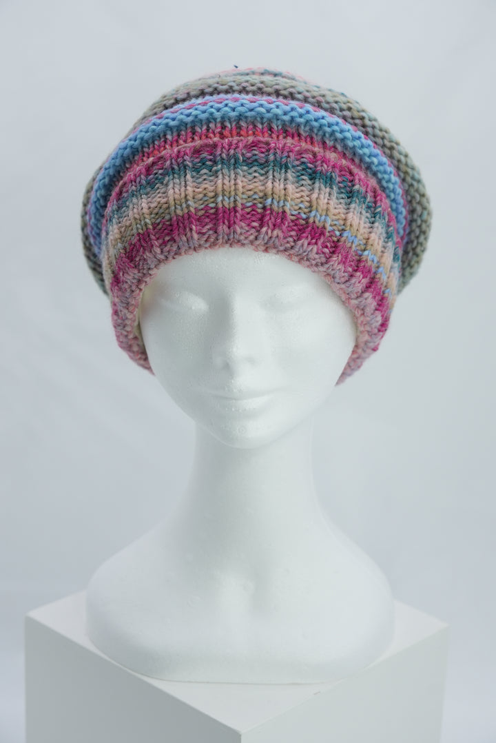 Beanie "pink/hellblau/grau"