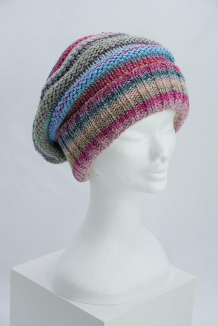 Beanie "pink/hellblau/grau"