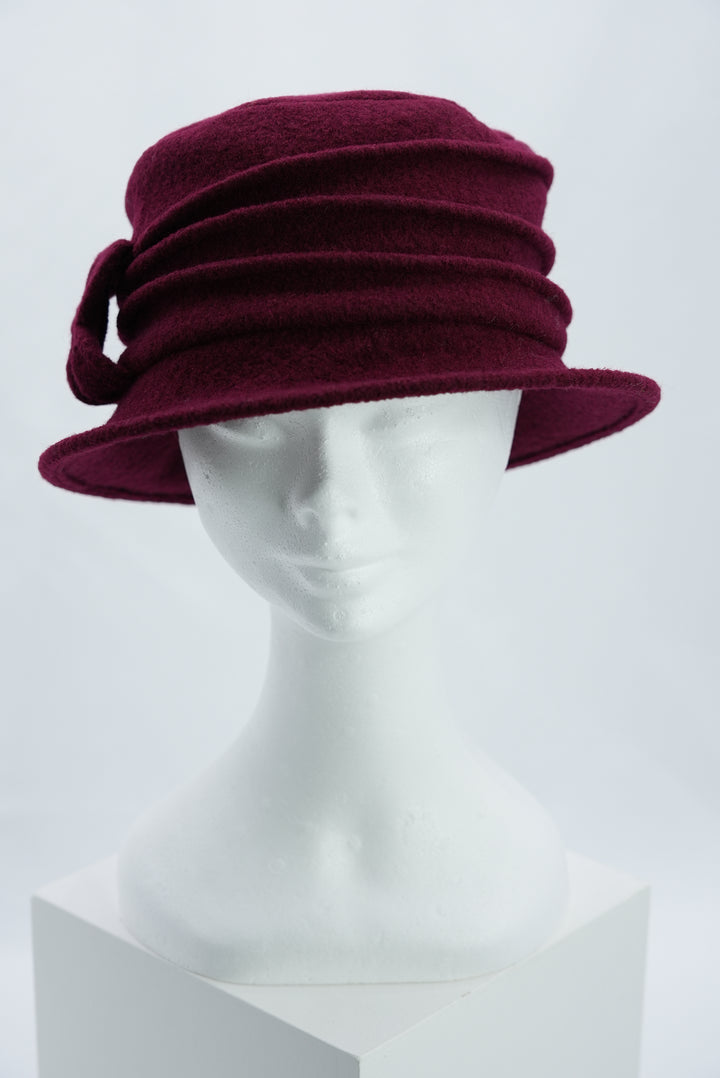 Wollhut "mit seitlicher Schleife bordeaux"