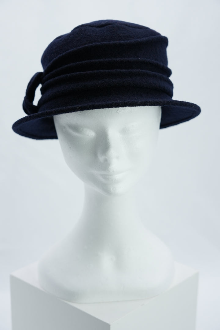 Wollhut "mit seitlicher Schleife navy"