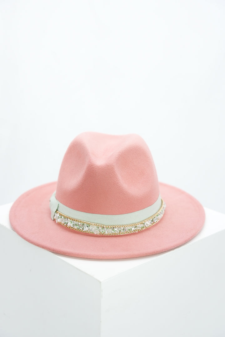 Damenhut "Fedora rosa"