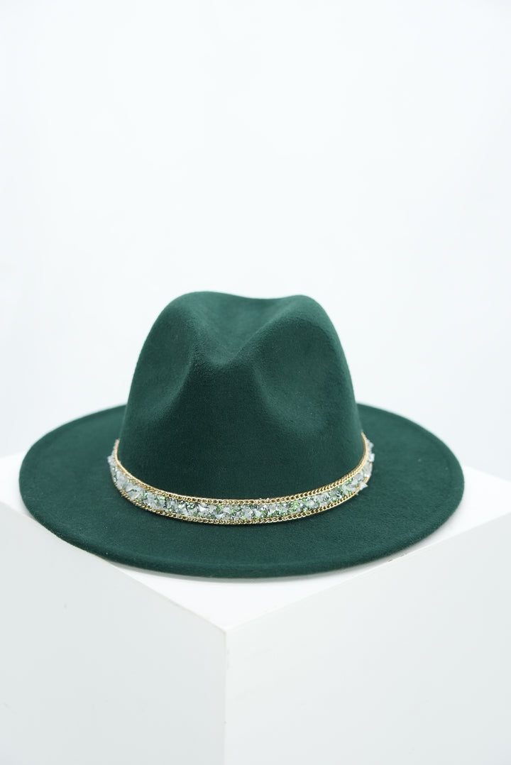 Damenhut "Fedora smaragdgrün"