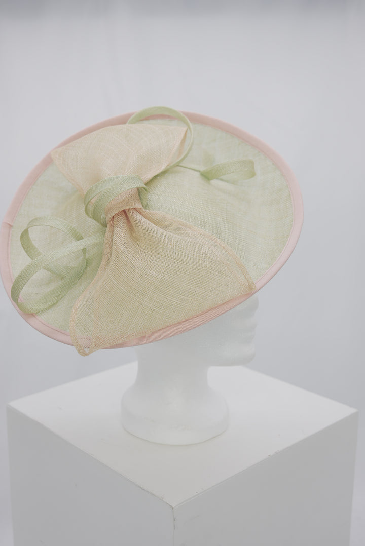 Fascinator "Schleife grün/rosa"