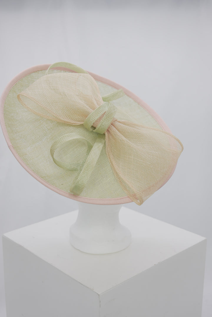 Fascinator "Schleife grün/rosa"