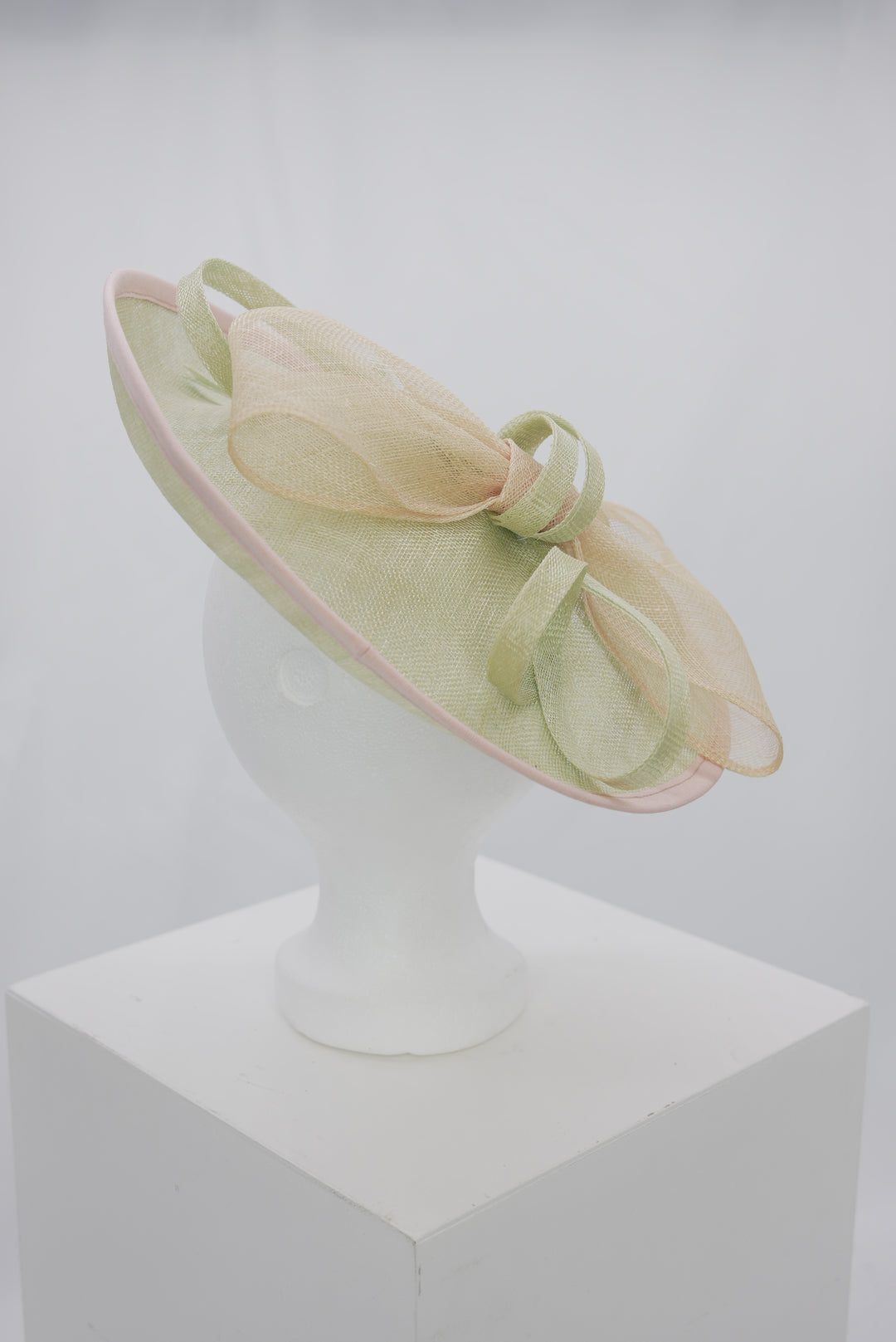 Fascinator "Schleife grün/rosa"