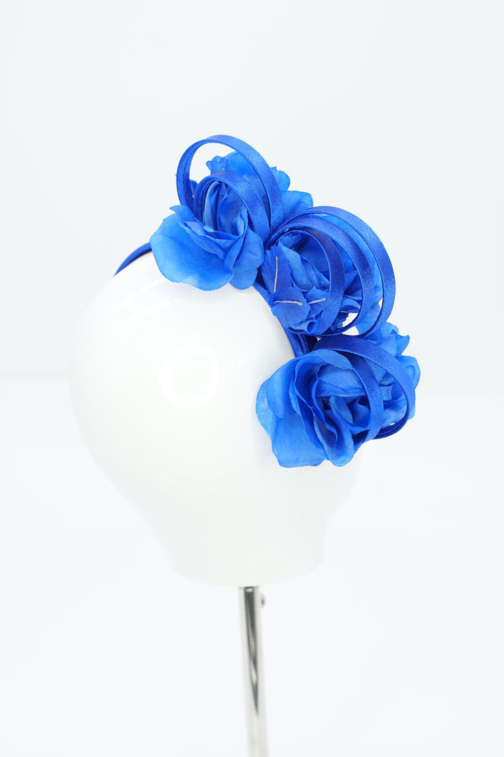Fascinator "flowerpower" blau