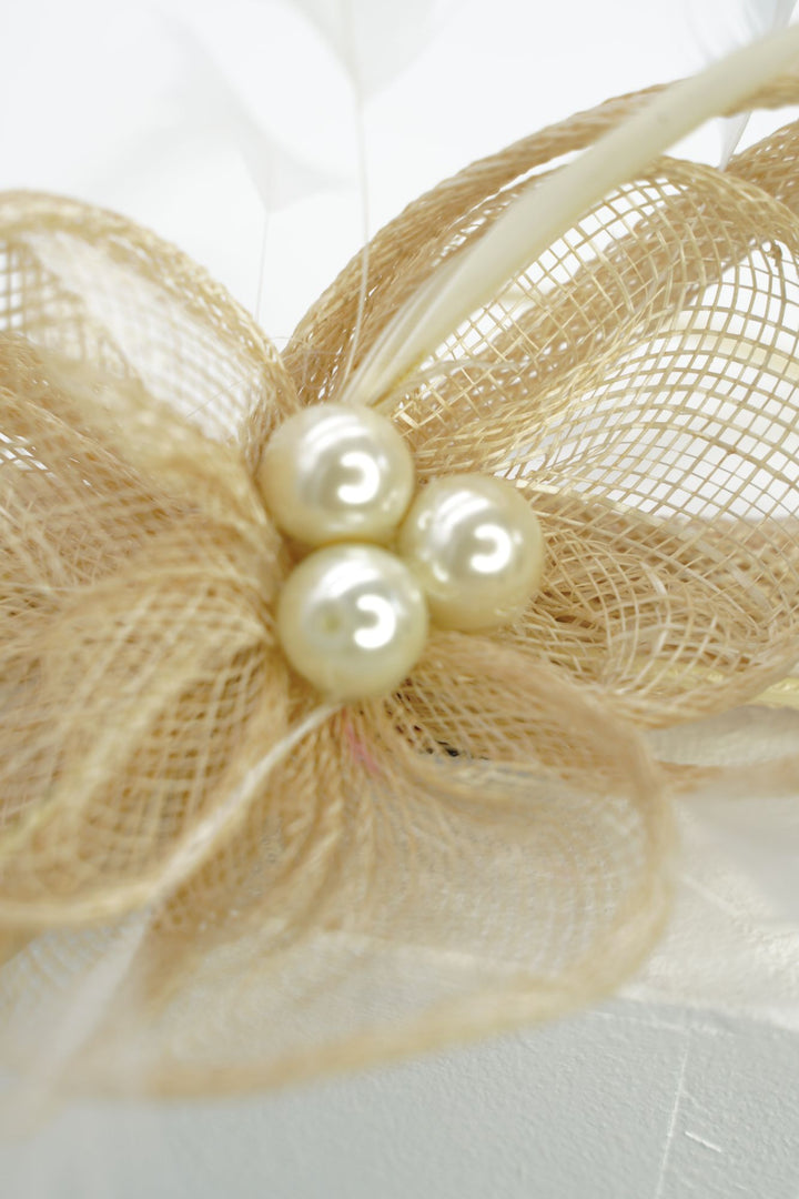 Fascinator "pearls" beige