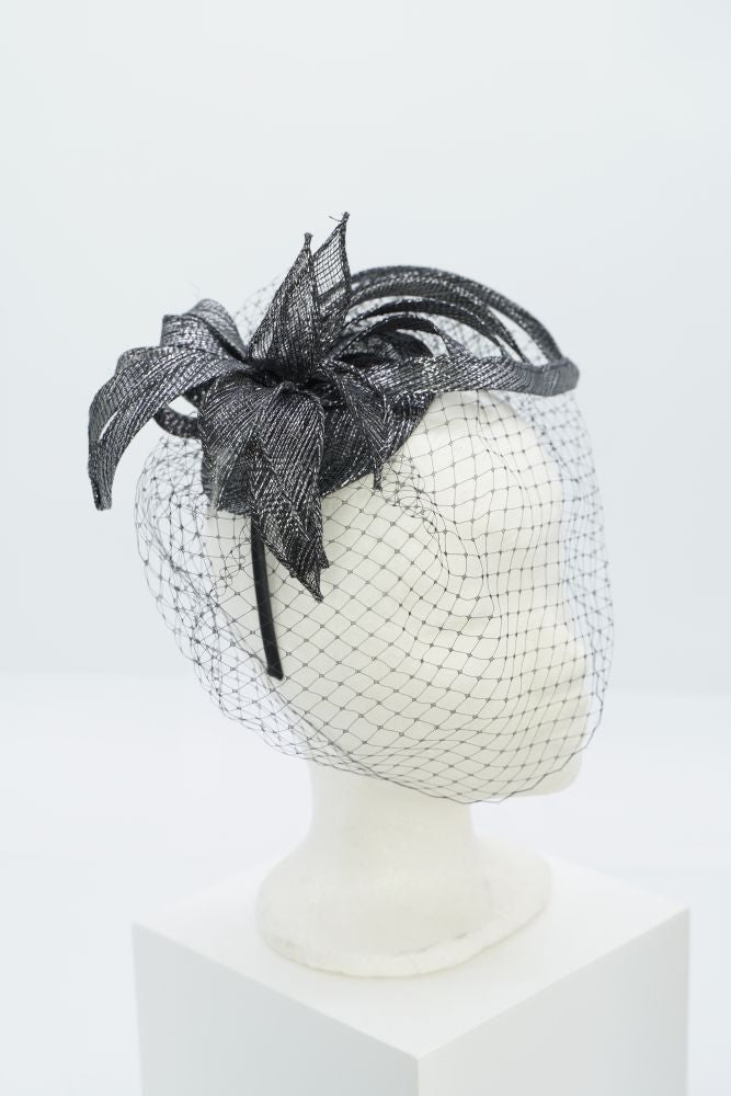 Fascinator "glitter" schwarz