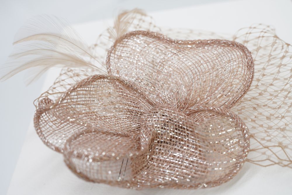 Fascinator "glitter" altrosa