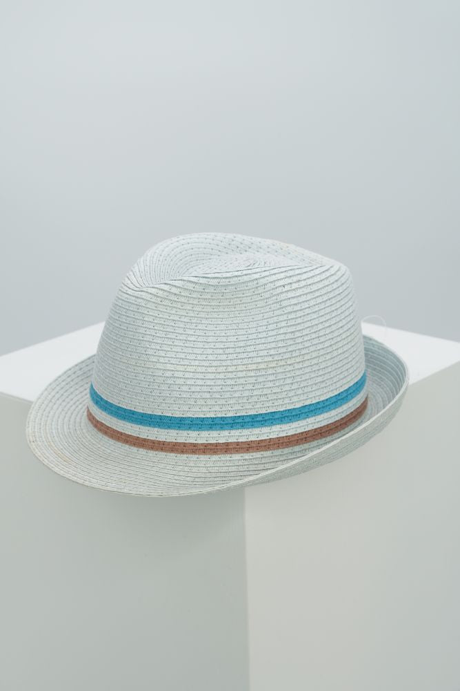 Strohhut "Paper-Trilby" hellblau-grau