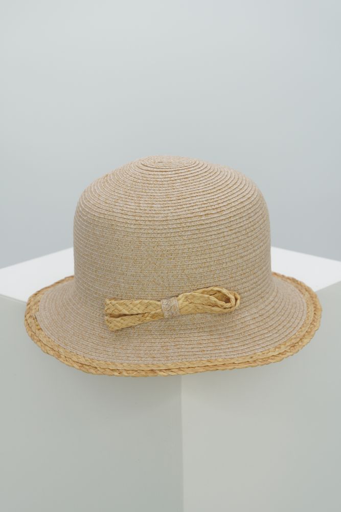 Strohhut "loopstraw" rosa-beige