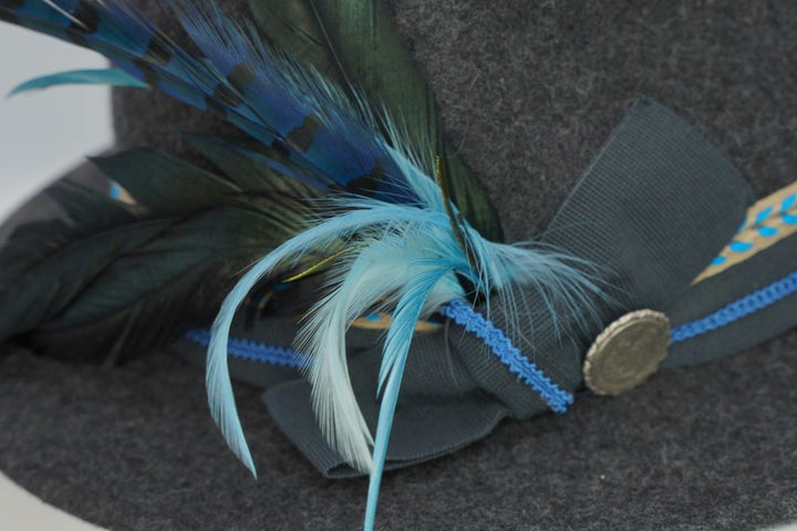 Filzhut “feathery“ grau-türkis
