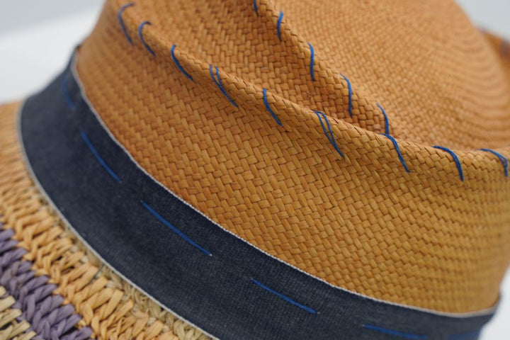 Panamahut "crocheted" gelb-orange-blau