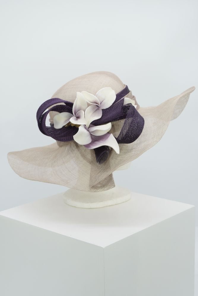 Modellhut "fleur" lila-grau